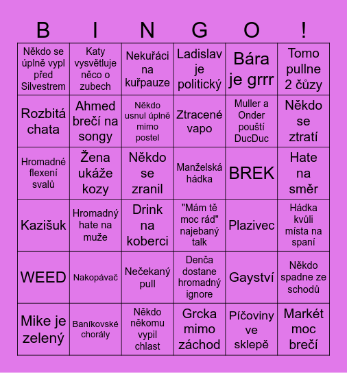 Silvestr u Bukowskeho Bingo Card