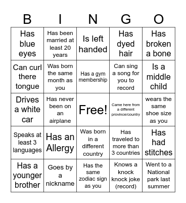 Take a picture with the person that... Bingo Card