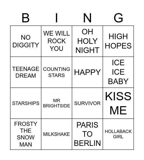 HAPPY DAYS Bingo Card