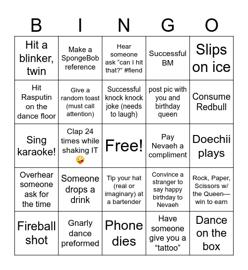 Birthday Bingo at my Birthday Party on my Birthday Bingo Card