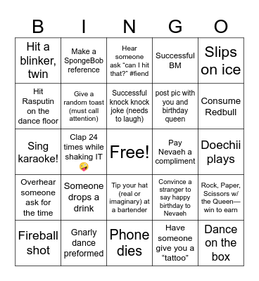 Birthday Bingo at my Birthday Party on my Birthday Bingo Card