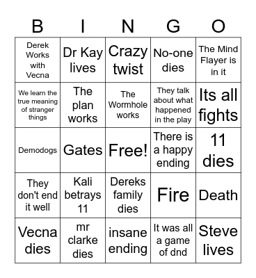 Bingo Things Bingo Card