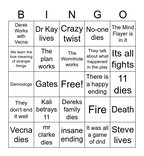 Bingo Things Bingo Card