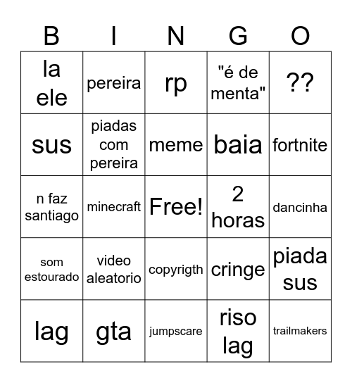 TIAGO Bingo Card