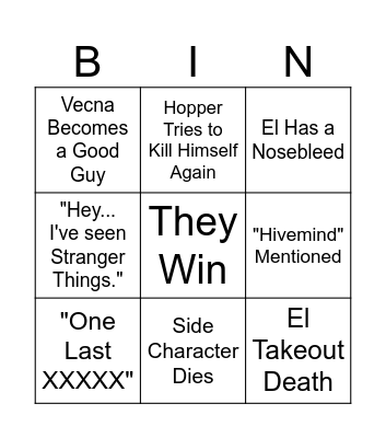Finale Bingo Card