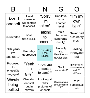 That Autosexual Bingo Card