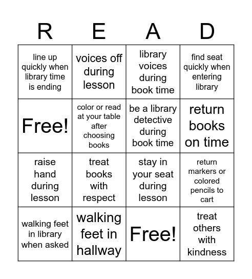 Library Procedures Bingo Card