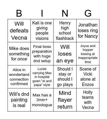 Real ST Bingo Card