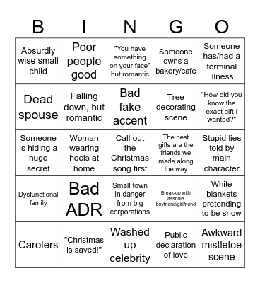 Bad Christmas Movies Bingo Card