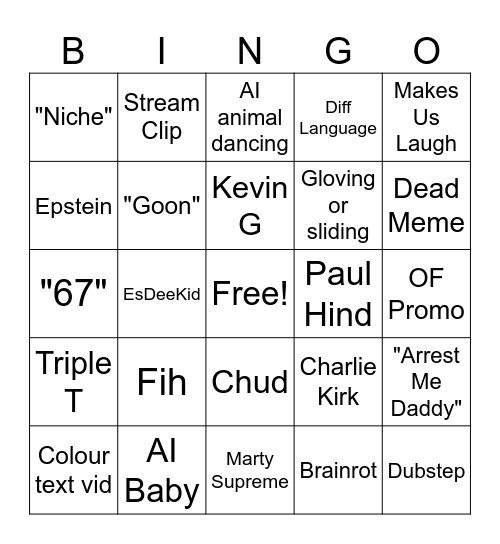 instagram reels bingo Card
