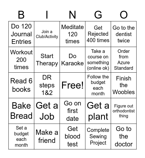 2026 Resolution Bingo Card