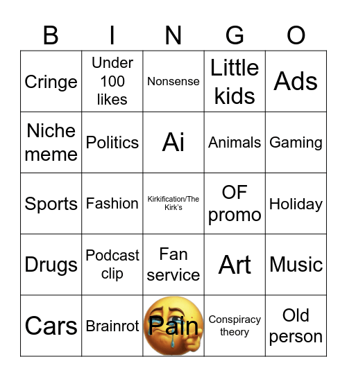 Instagram Reels Bingo Card