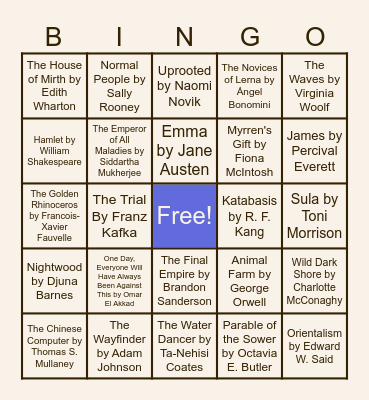 Winter Book Bingo Card