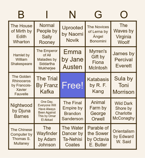 Winter Book Bingo Card