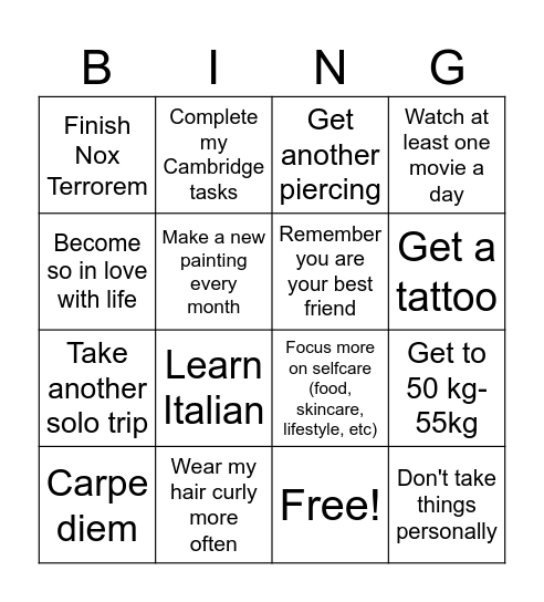 2026 Bingo Card