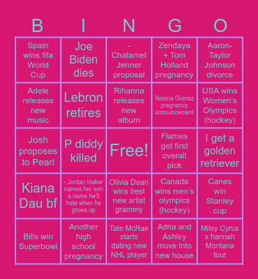 Bingo 2026 Bingo Card