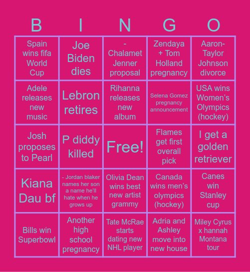 Bingo 2026 Bingo Card