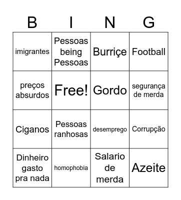 A BIDA NA TUGALAND Bingo Card