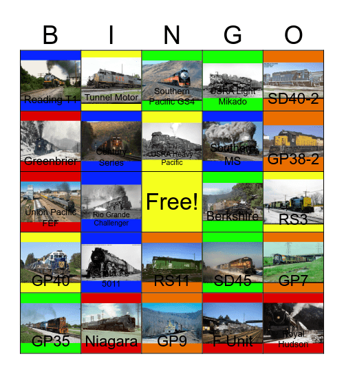 MTH Electric Trains that I would like to use after John would say "Wave Bye Bye to Lionel Trains Presents: Trans-Con for life" one day Bingo Card