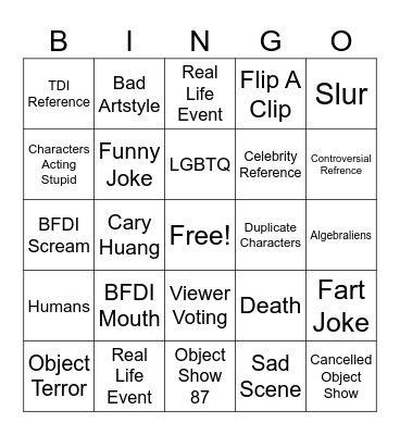 Object Show Bingo Card