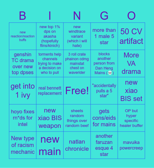 XIAGO 2026 Bingo Card
