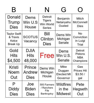 Frank's 2026 Predictiions Bingo Card