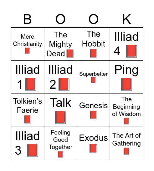 January Books Bingo Card