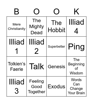 January Books Bingo Card