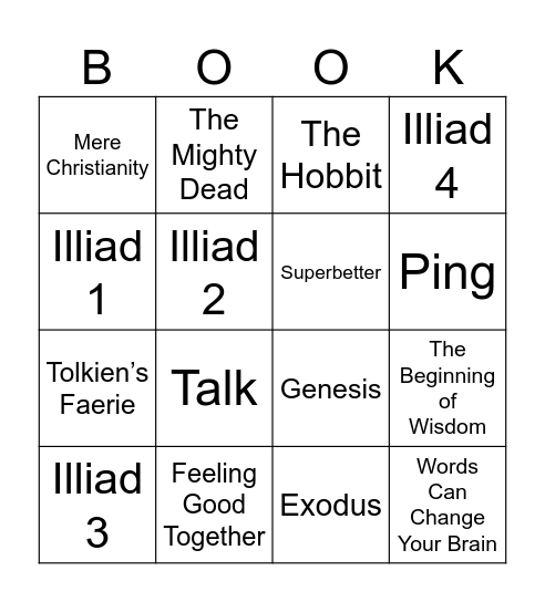 January Books Bingo Card