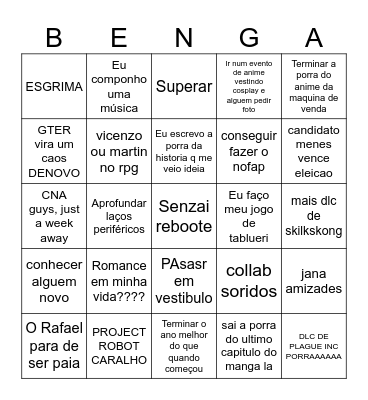 2026 Bingo Card