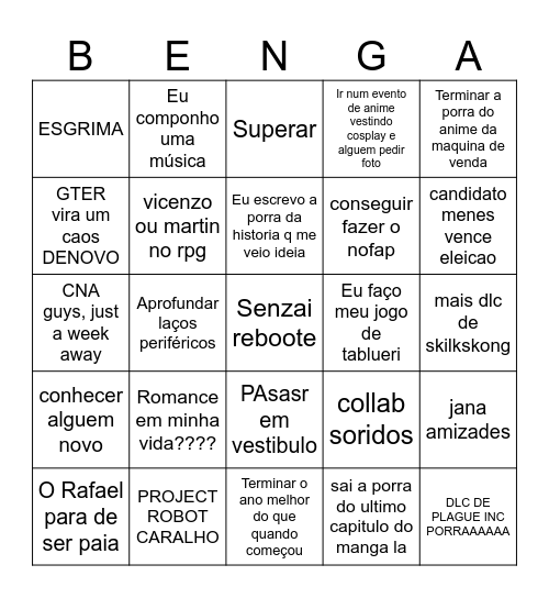 2026 Bingo Card