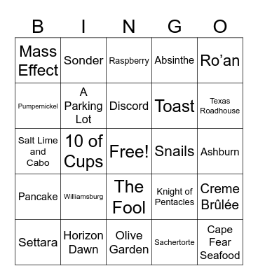 Wedding Bingo Card