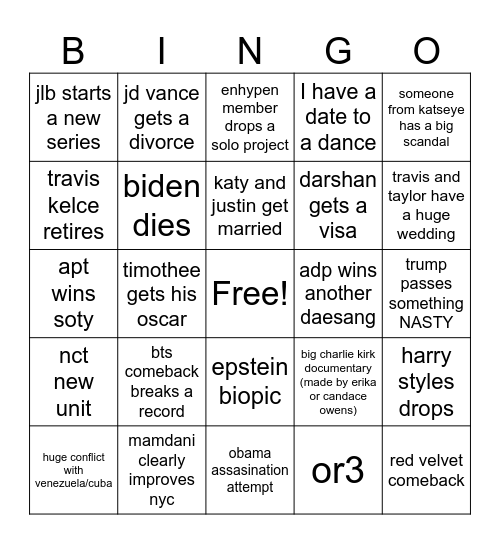 2026 bingo Card