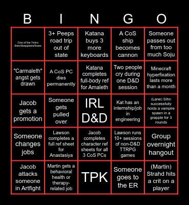 Bards Bingo Card
