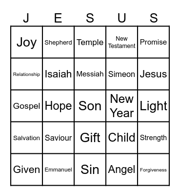 God Gives Me Hope Bingo Card