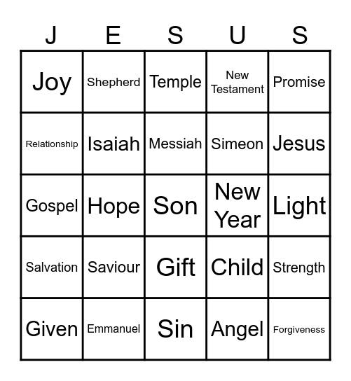 God Gives Me Hope Bingo Card