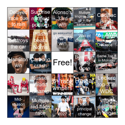 F1 2026 Bingo Card