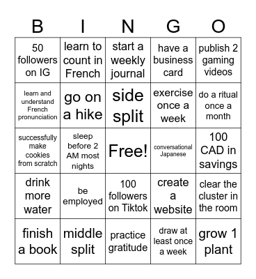Jan - June 2026 Bingo Card