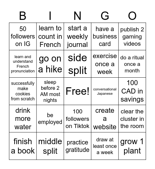 Jan - June 2026 Bingo Card