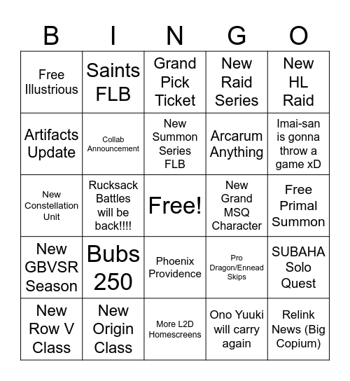 GBFES 2025 Bingo Card