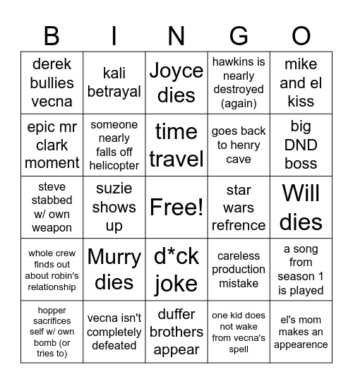st finale bingo Card