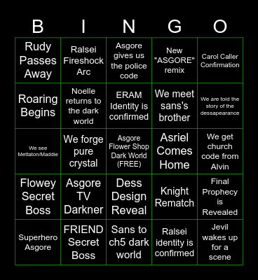 DELTARUNE CHAPTER 5 Bingo Card