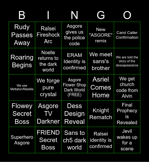 DELTARUNE CHAPTER 5 Bingo Card
