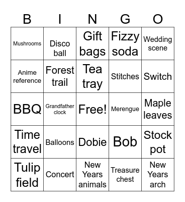 New Years ACNH Bingo Card