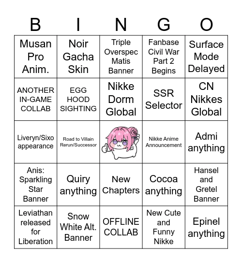 NIKKE New Year Special Livestream Bingo Card