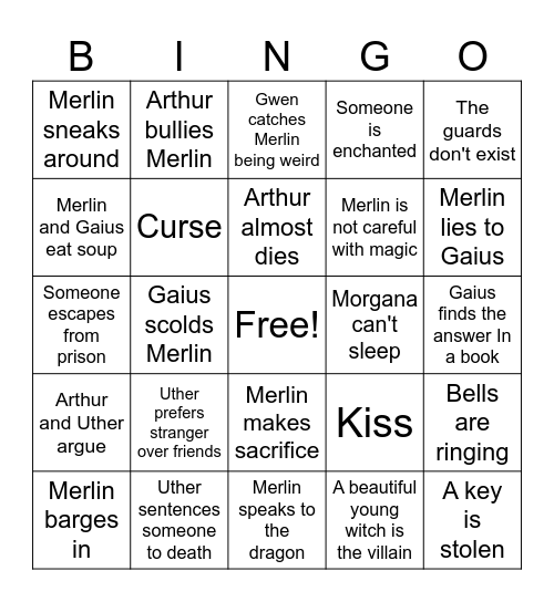 Merlin Bingo Card