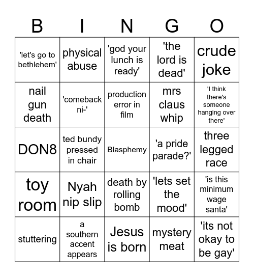 Christmas Movie Bingo Card