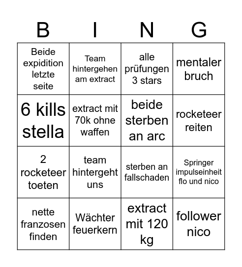 28/12 Bingo Card