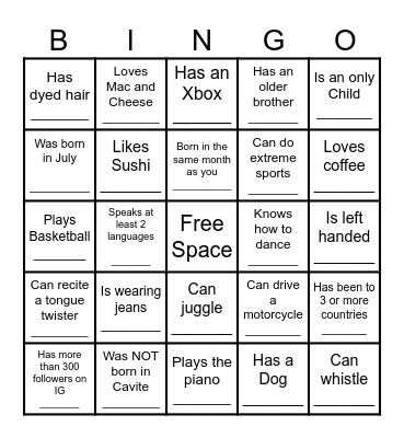 HISONLY HUMAN BINGO Card