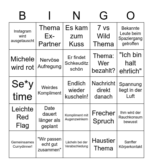 Date Bingo Card